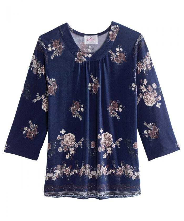 navy floral women shirt